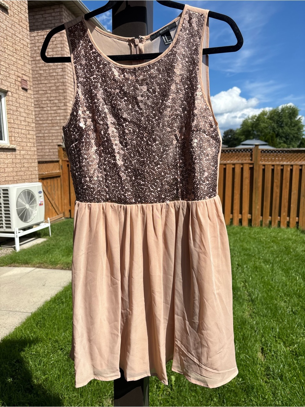 Forever 21 Rose Gold flower Sequin Bodice Chiffon Dress